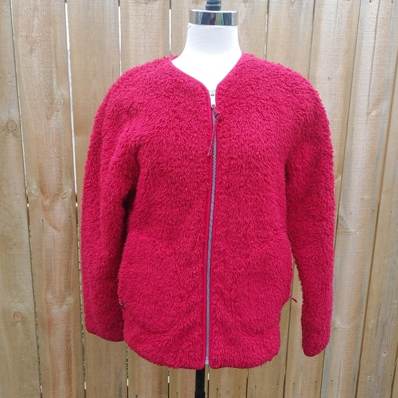 Womens Lululemon Oh So Sherpa fleece Zipper jacket coat Red SZ 6 - Picture 1 of 10